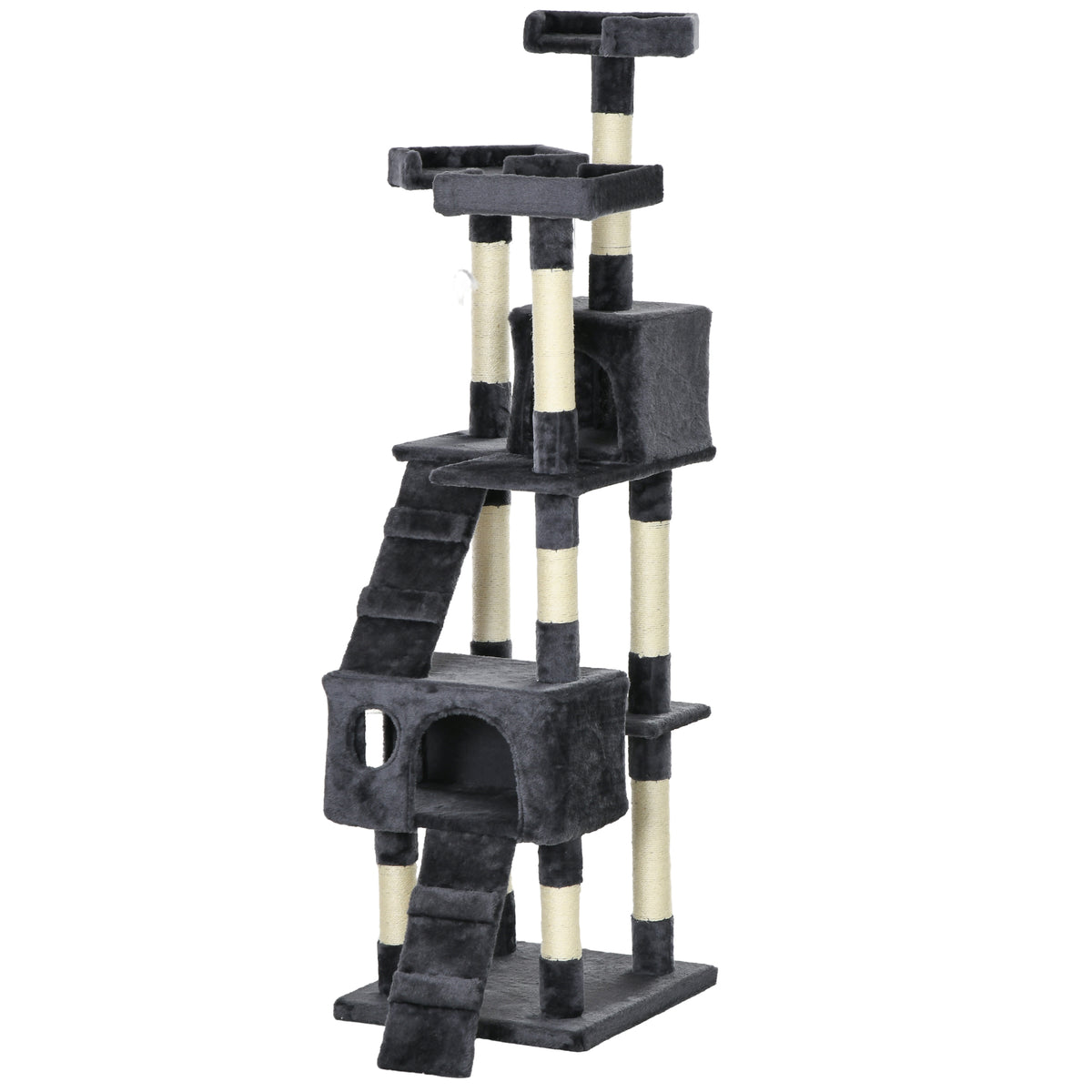 68-inch Multi-Level Cat Scratching Tree Kitty Activity Center Post Tower Condo Pet Furniture w/ Toy Beige – view 3