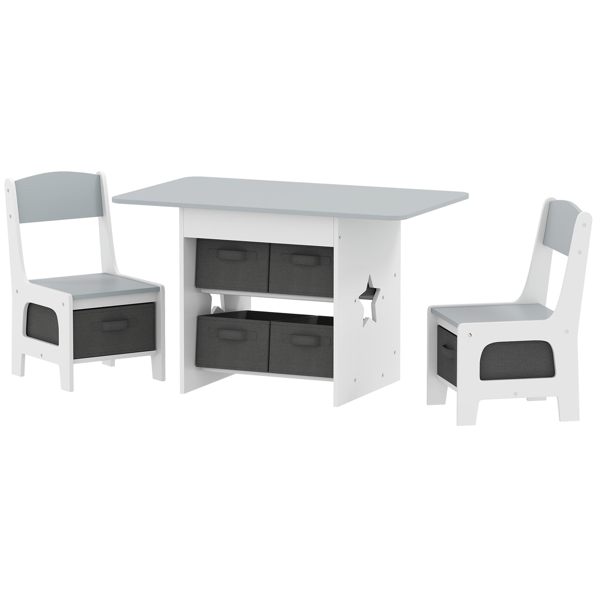 Qaba 3 Piece Kids Table and Chair Set with 6 Removable Drawers, for Classroom, Living Room, Bedroom, Nursery
