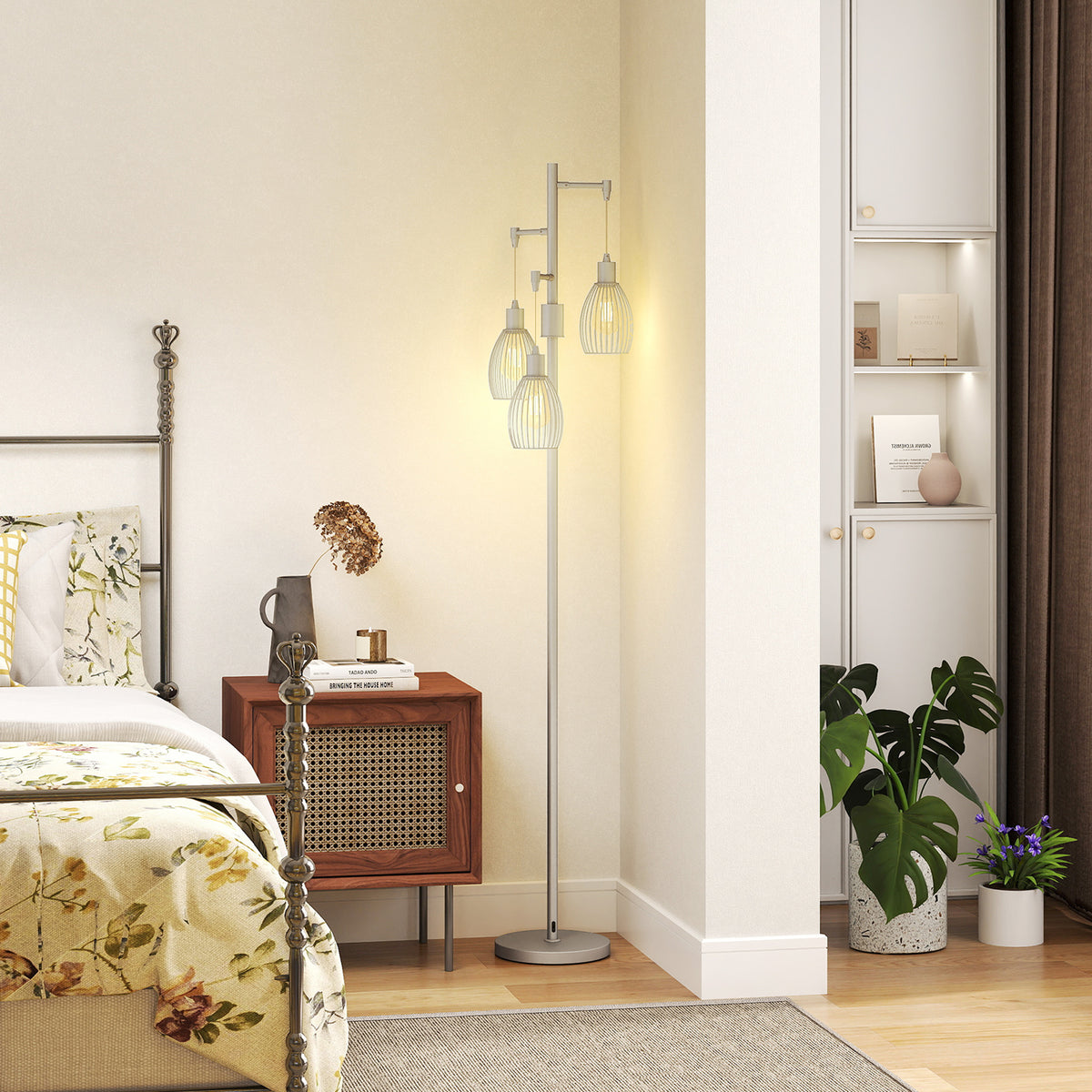 Industrial Floor Lamp with 3 Hanging Wire Lampshades, Dimmable Standing Lamp for Living Room, Bedroom – view 21