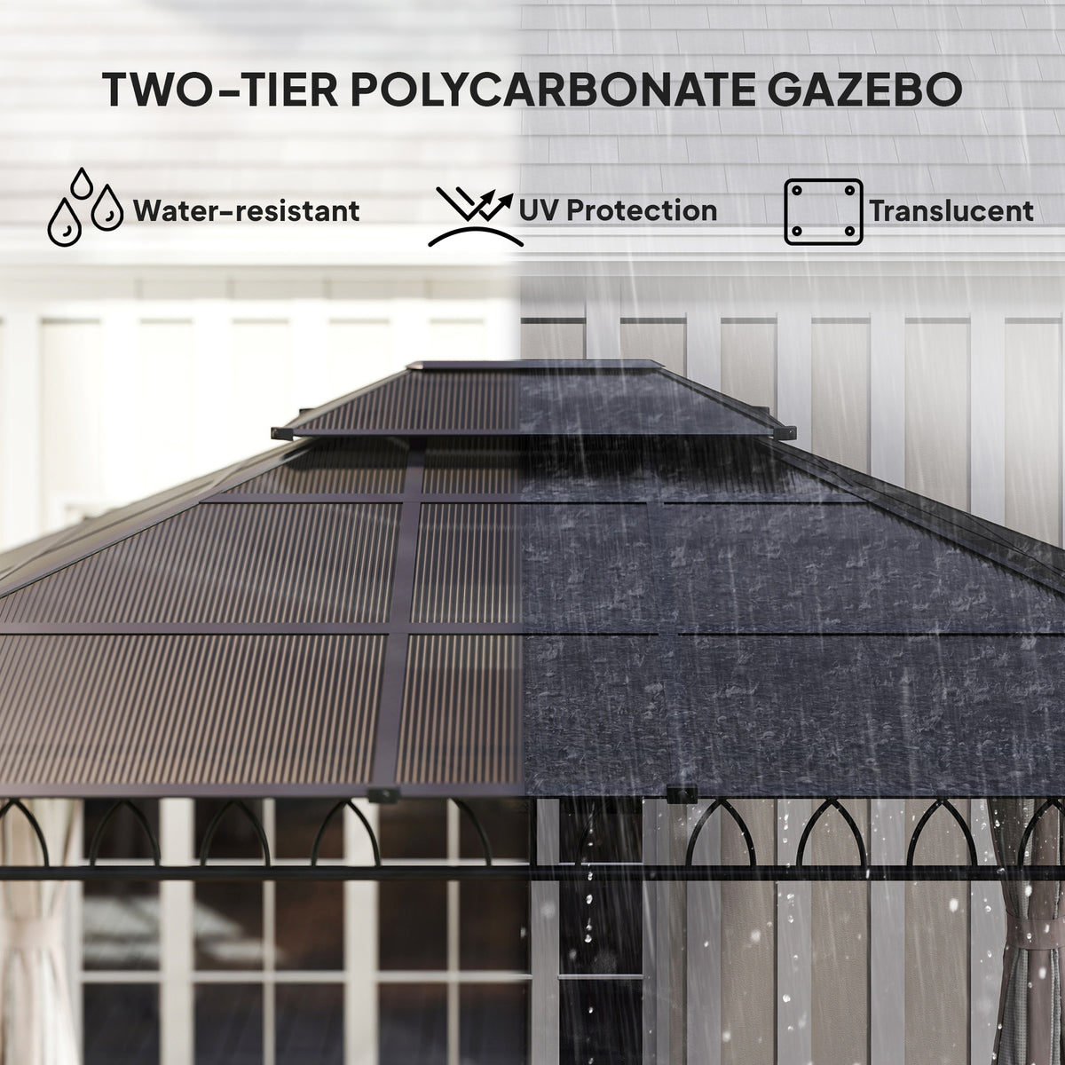 10' x 10' Outdoor Hardtop Gazebo Canopy w/ Double PC Roof, Steel Frame, Nettings – view 17