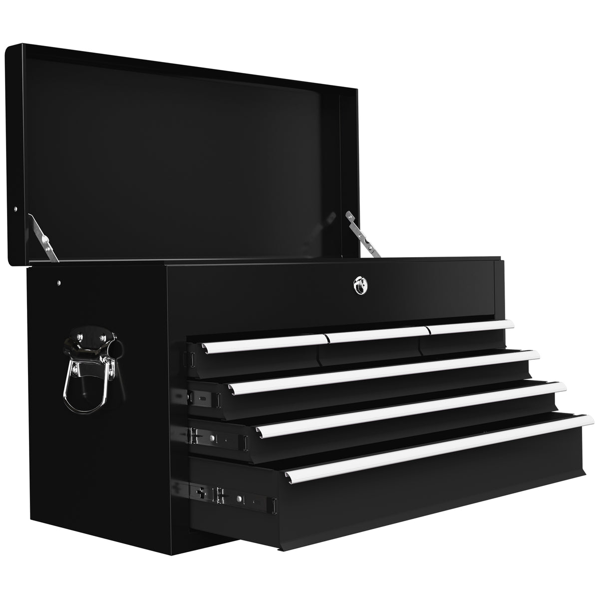 6 Drawer 24" Portable Tool Box with Top Case, Ball Bearing Slides, Metal Tool Chest for Garage, Household and Warehouse