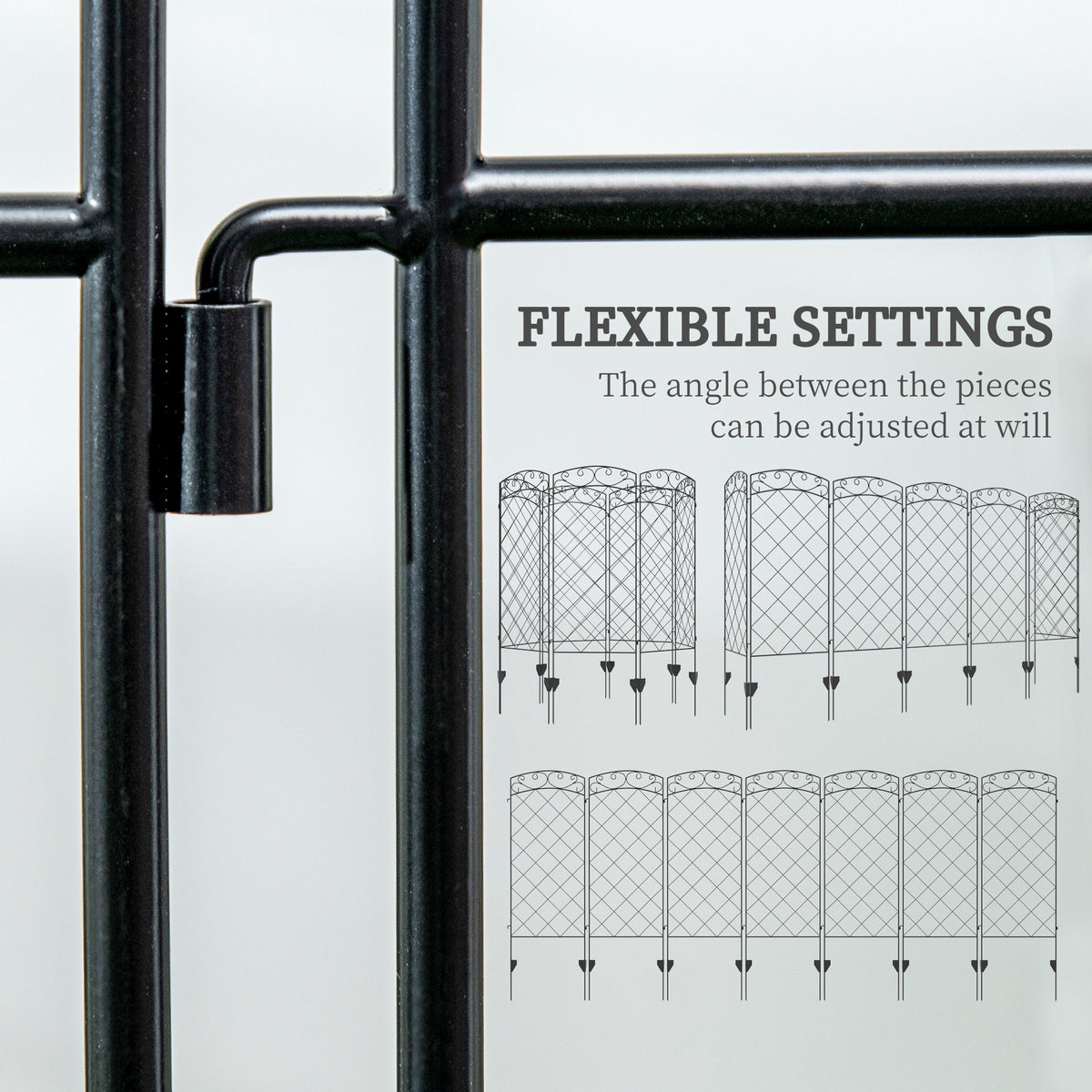 7 Pack Garden Fencing for Yard, Decorative Fence Panels as Flower Edging, Black