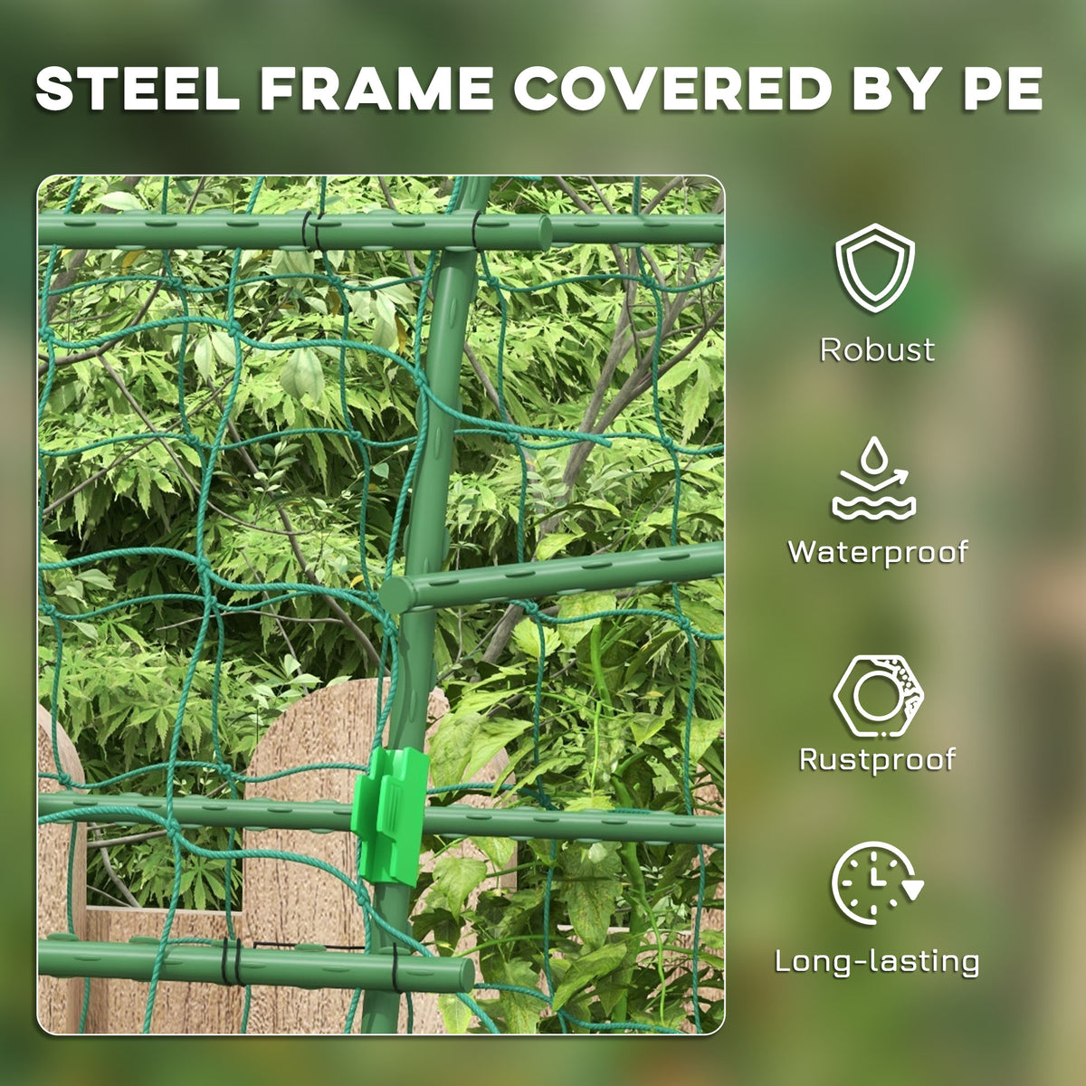 Arched Garden Trellis w/ Climbing Net Metal Cucumber Plant Trellis A-Frame for Climbing Plants 57" x 66" x – view 6
