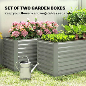 Set of 2 Galvanized Metal Planters for Outdoor Plants, 4' x 2' x 2' Raised Garden Bed, Dark Grey – view 17