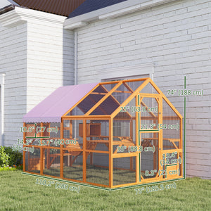 Outdoor Cat Enclosure Wooden Feral Cat House w/ Weatherproof Canopy, Bridges, Resting Boxes, Platforms, for 3-6 Cats