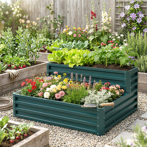 2 Tier Raised Garden Bed, 47" x 40" x 23" Galvanized Steel Planter Box for Vegetables, Flowers, and Herbs – view 13