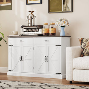 30" Buffet Cabinet, Farmhouse Sideboard with 1.2" Thick Top, 2 Barn Doors, Drawer and Adjustable Shelf – view 14