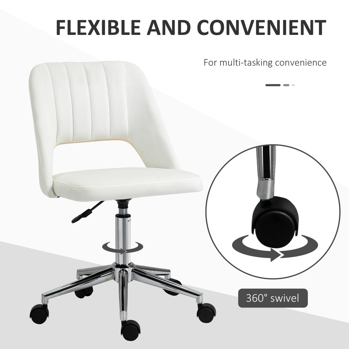 Mid Back Office Chair Velvet Fabric Swivel Scallop Shape Computer Desk Chair, Green – view 40