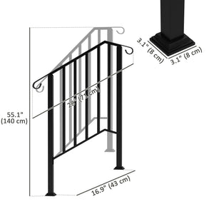 2-3 Step Handrails for Outdoor Steps, Metal Outdoor Stair Railing – view 2