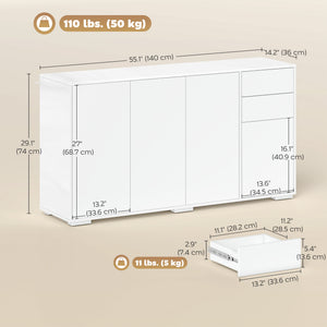 Kitchen Sideboard Storage Cabinet, Modern Coffee Bar with Push-Open Design and 2 Drawers for Living Room – view 18