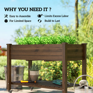 Mobile Raised Garden Bed Elevated Wood Planter Box with Lockable Wheels – view 20