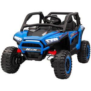 Qaba 2 Seater 24V 7AH Ride on Truck, Electric Car for Kids w/ Spring Suspension, Remote Lights, Horn, Music
