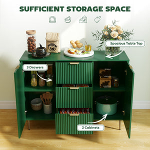 Modern Kitchen Storage Cabinet, Sideboard Buffet Cabinet w/ 3 Drawers and Adjustable Shelves for Kitchen – view 10