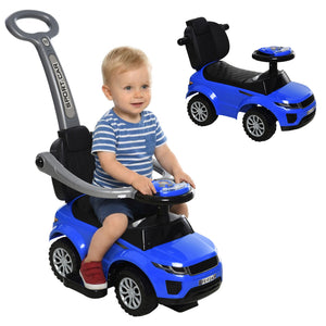 Aosom 3 in 1 Kid Ride on Push Car, Toddlers Sliding Walking Car, with Horn, Music, Light, Parent Control Handle, Secure Bar, Under Seat Storage, for Boy Girl 18-36 Months