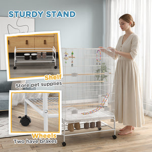 52" Bird Cage with Rolling Stand, Toys, for Budgies Canaries Black – view 13