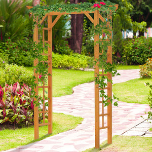 85" Wooden Outdoor Garden Arbour, Garden Arch Trellis for Climbing Vines  for Wedding and Ceremony -
