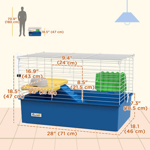 18.5" Small Animal Cage with Water Bottle, Food Dish, Platform, Ramp, Black – view 9