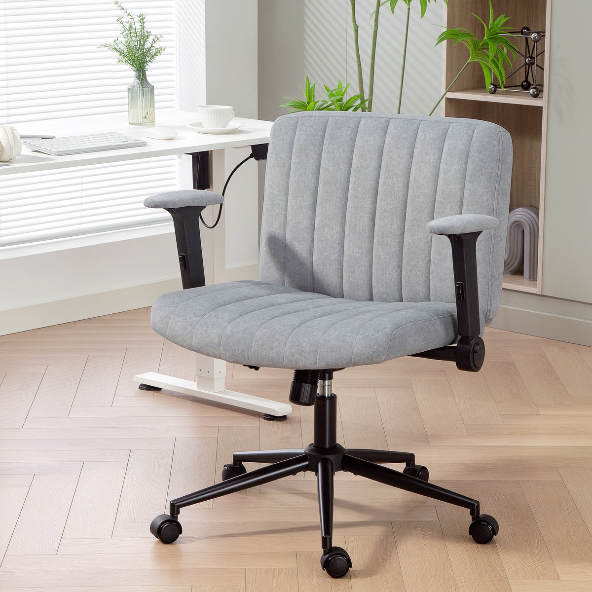 Criss Cross Chair with Flip-up Armrests, Wheels, Wide Office Chair with Adjustable Height, Tilting – view 14