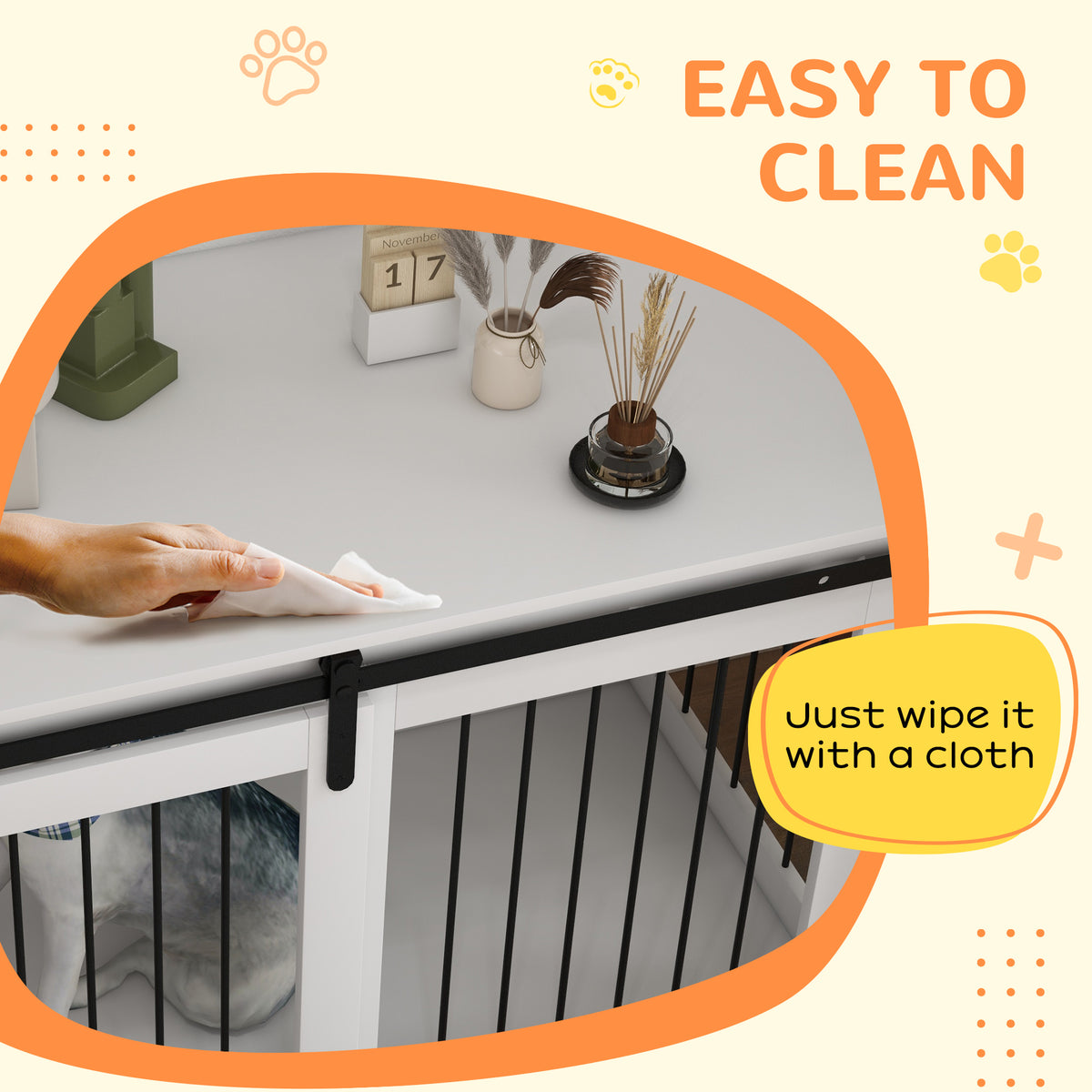 39" Dog Crate Furniture, Dog Crate End Side Table for Large Dogs, White – view 13