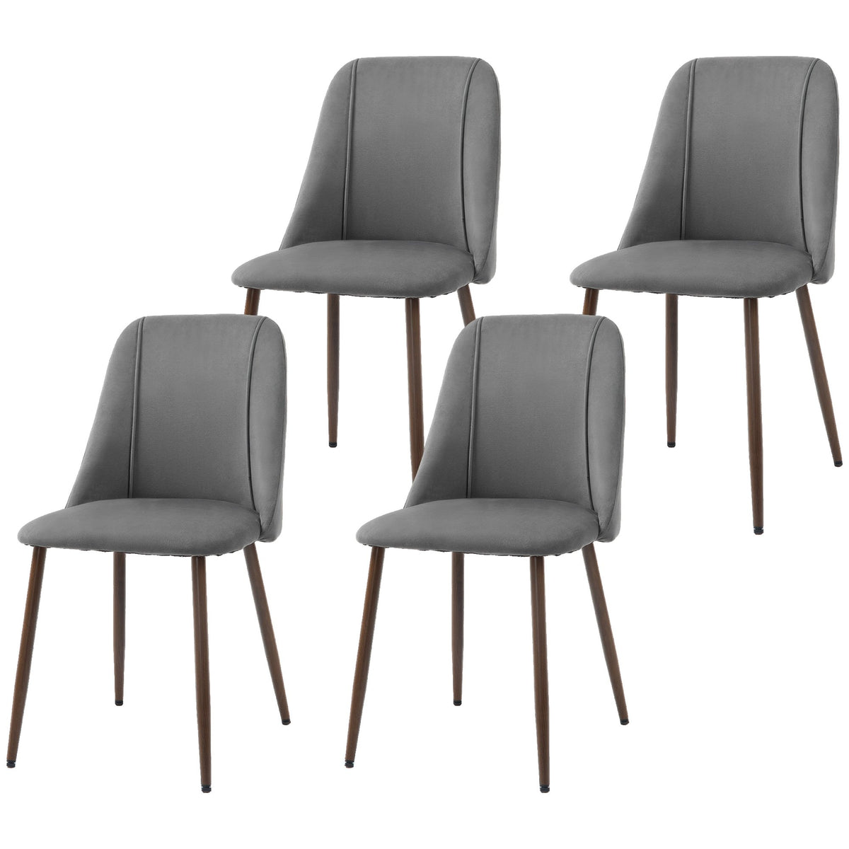 Upholstered Dining Chairs Set of 4, Velvet Accent Chair with Back and Wood-grain Steel Leg for Kitchen – view 3