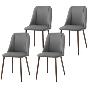 Upholstered Dining Chairs Set of 4, Velvet Accent Chair with Back and Wood-grain Steel Leg for Kitchen – view 3