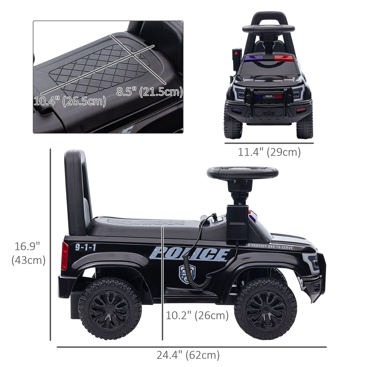 Aosom Kids Ride On Sliding Car with Hidden Under Seat Storage, Foot-to-Floor Design