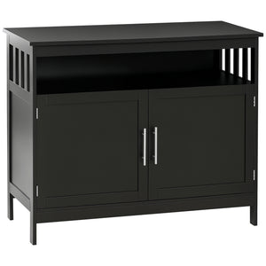 Kitchen Sideboard, Buffet Cabinet, Wooden Storage Console Table with 2-Level Cabinet and Open Shelf, Black