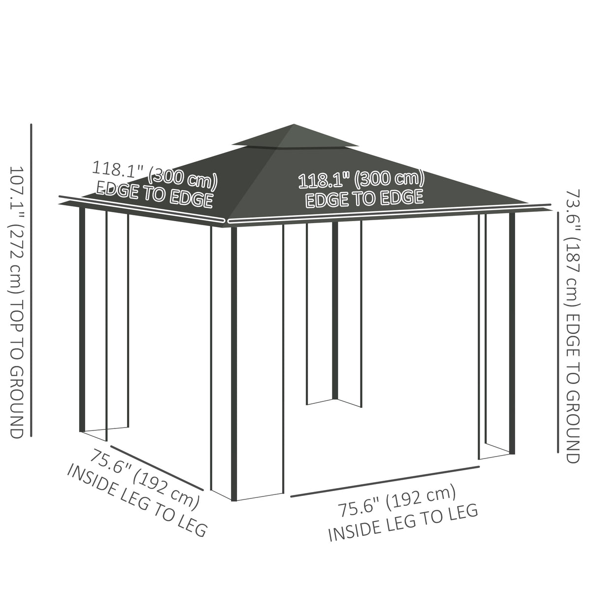 10'x10' Soft-top Steel Patio Gazebo Outdoor Sun Shelter with 2-Tier Polyester Roof, Curtain Sidewalls, Beige – view 23