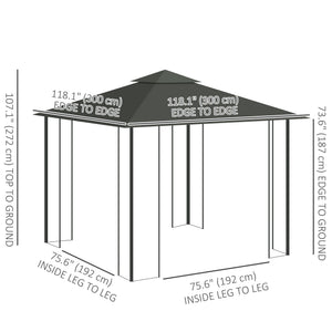 10'x10' Soft-top Steel Patio Gazebo Outdoor Sun Shelter with 2-Tier Polyester Roof, Curtain Sidewalls, Beige – view 23