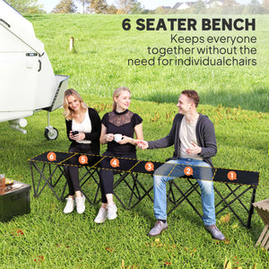 Portable 4-Seater Folding Camping Chair, Team Bench Chair with Carry Bag for Soccer Football Team, No Assembly