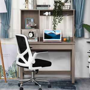 Computer Desk with Hutch, Home Office Table with Storage Shelves and Open Compartments for Writing, Work – view 5