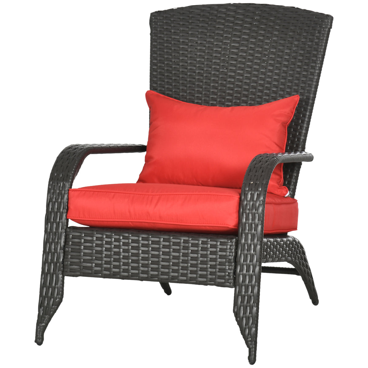 Patio Wicker Adirondack Chair, Outdoor Rattan Muskoka Chair with Cushions for Patio, Garden, Backyard, Cream