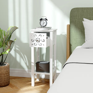 Nightstand Set of 2 with Drawer and Open Storage Shelf Black – view 13
