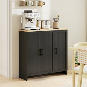 Modern Sideboard Buffet Cabinet, Modern Kitchen Storage Cabinet with 3 Doors Adjustable Shelves – view 7