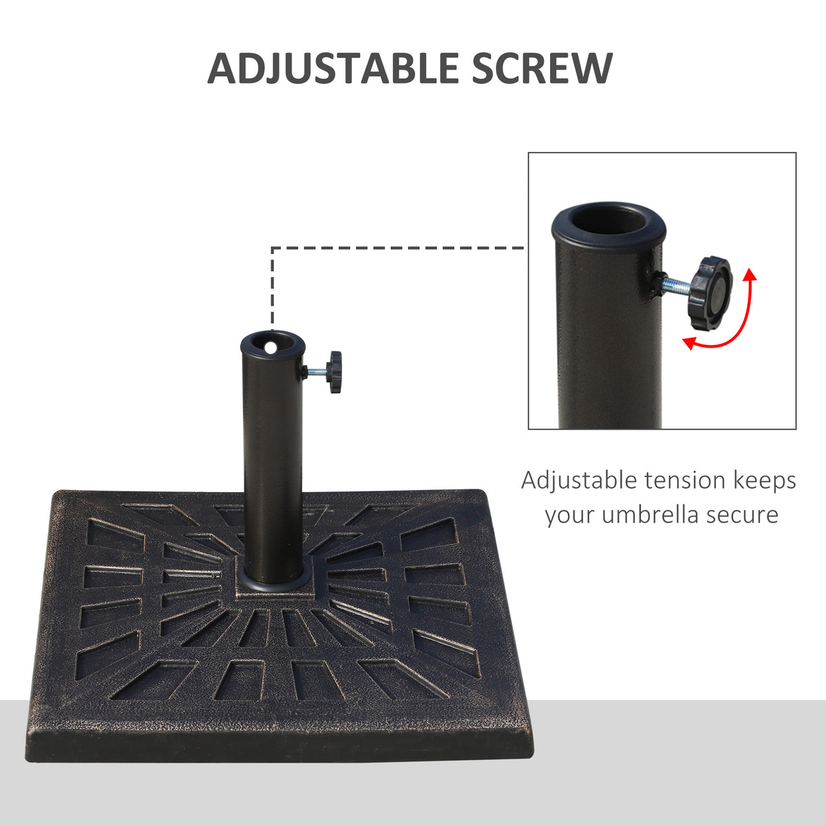18.5" Square Patio Umbrella Base, Outdoor Resin Parasol Stand Market Umbrella Holder Deck - Bronze