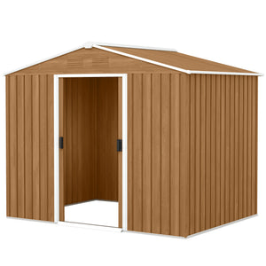 8' x 6' Outdoor Storage Shed, Metal Garden Tool Storage House with Lockable Sliding Doors and Vents for – view 8