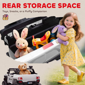 Kids 2 Seater Ride-On Car Police Truck Electric with LED Lights & MP3 for Kids White