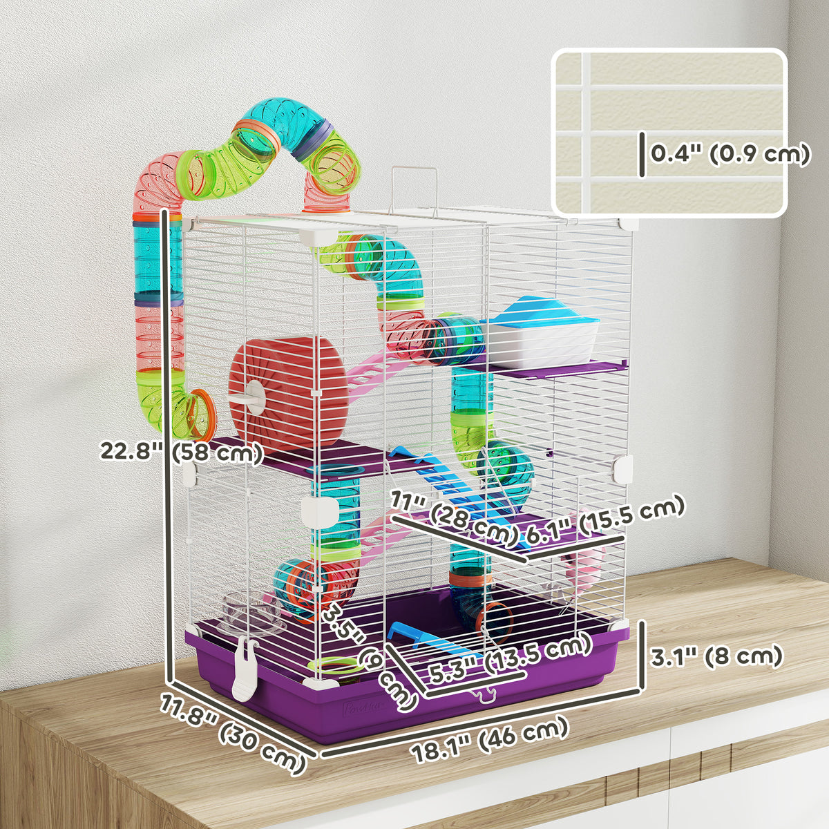 5 Tiers Hamster Cage Portable with Exercise Wheels Play Tube Water Bottle Dishes House Ladder for Gerbils – view 30
