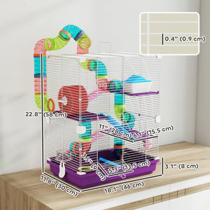 5 Tiers Hamster Cage Portable with Exercise Wheels Play Tube Water Bottle Dishes House Ladder for Gerbils – view 30