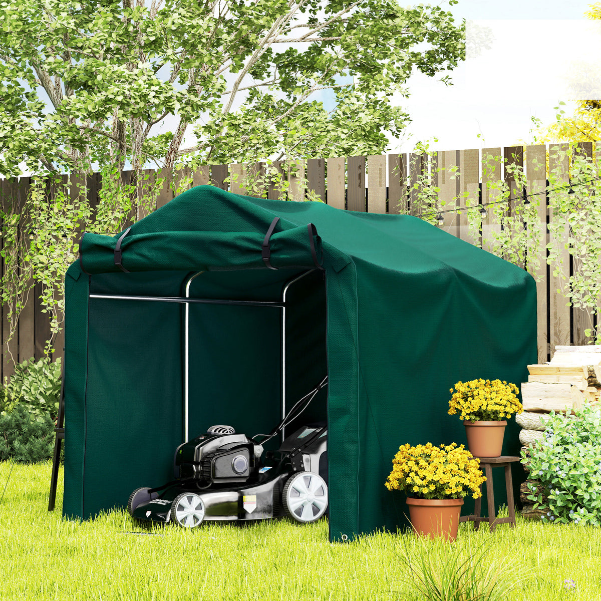 Outdoor Storage Shed, UV Resistant Bike Tent with Roll-up Zipper Door, Portable Shed for Bike, Motorcycle – view 21