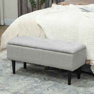 Modern Storage Bench, Ottoman with Storage and Lamb's Wool Upholstery for Living Room, Bedroom, Black – view 21