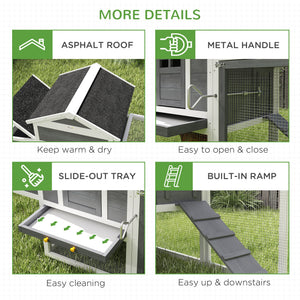 117" Extra Large Chicken Coop with Asphalt Roof, Wooden Hen House with Slide-out Tray – view 13