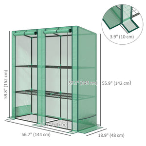 Mini Greenhouse with 3 Tier Shelves, 3 Roll-Up Doors for Indoor Outdoor, Green – view 9