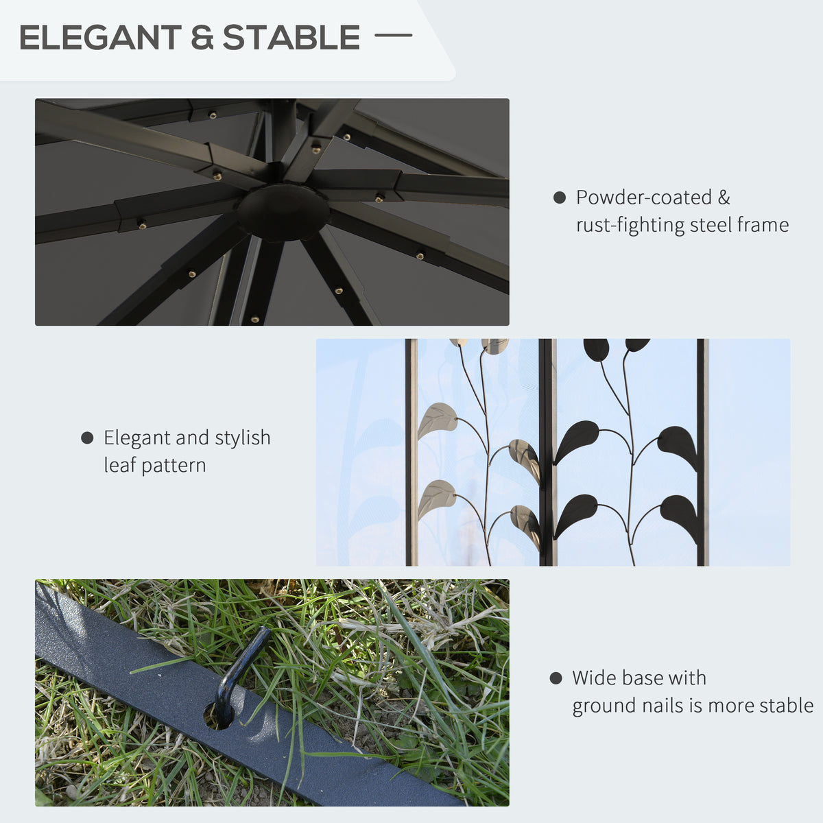 10'x10' Soft-top Steel Patio Gazebo Outdoor Sun Shelter with 2-Tier Polyester Roof, Curtain Sidewalls, Beige – view 25