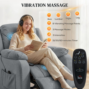 Massage Recliner Chair with Quiet Brushless Motor Pet-Friendly Fabric Power Recliner with 2 Memory – view 18