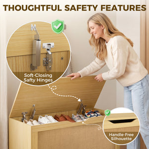 Storage Chest with Lift Top Storage Chest with Safety Hinges 39.4" Oak