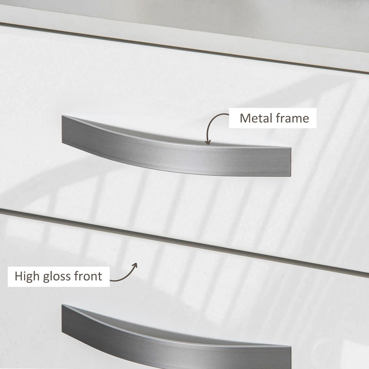 Bedside Table Set of 2, Modern Nightstand with Drawers and High Gloss Fronts, Night Table for Bedroom, Black – view 13