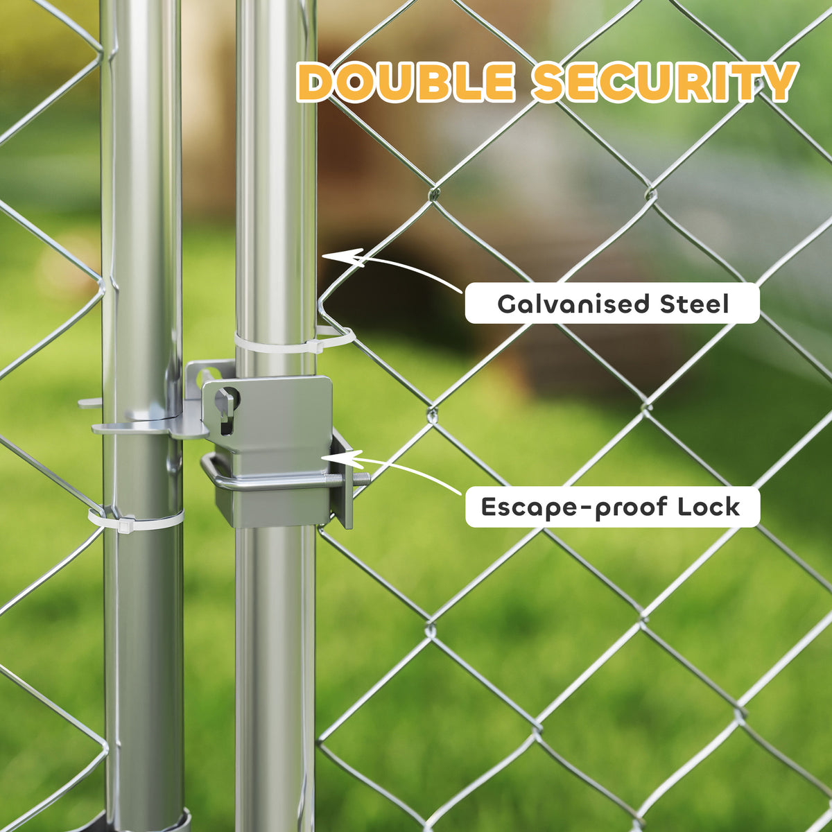 Outdoor Dog Run w/ Adjustable & Rotating Bowls, Water-Resistant UV-Resistant Cover, Secure Lock, 6.6' x 6.6' x 5.1'