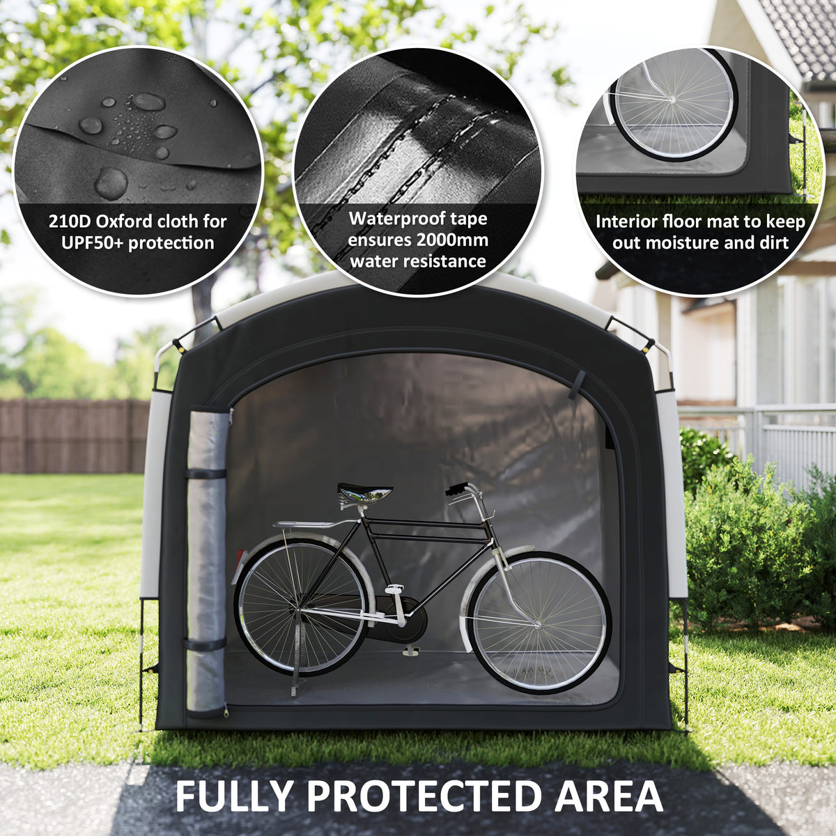 Bike Storage Shed Tent, Portable and Waterproof with 210D Oxford Fabric and Carry Bag for 3-4 Bicycles – view 4