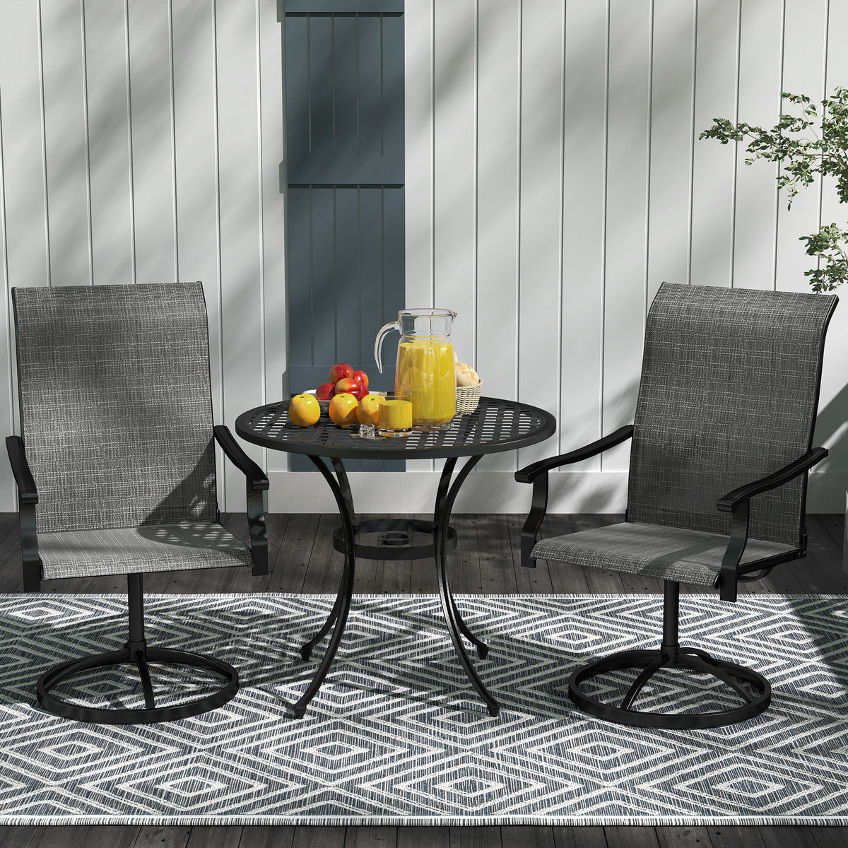 Outdoor Swivel Dining Chairs Set of 2, High Back Swivel Chairs with All Weather Mesh for Deck, Backyard – view 20